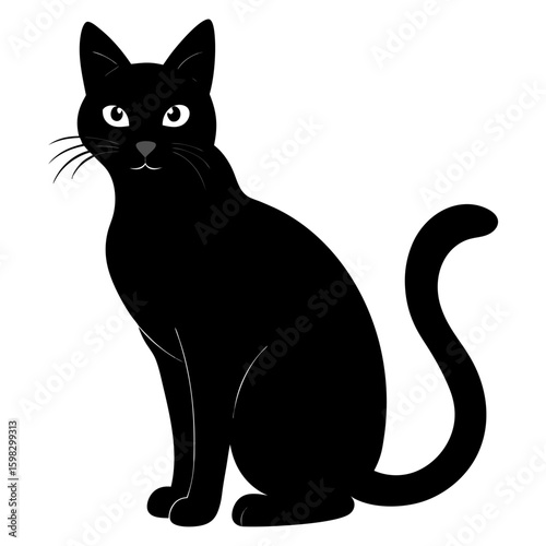 Elegant black cat silhouette on a clean white background