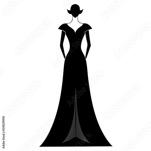 Elegant long evening gown silhouette