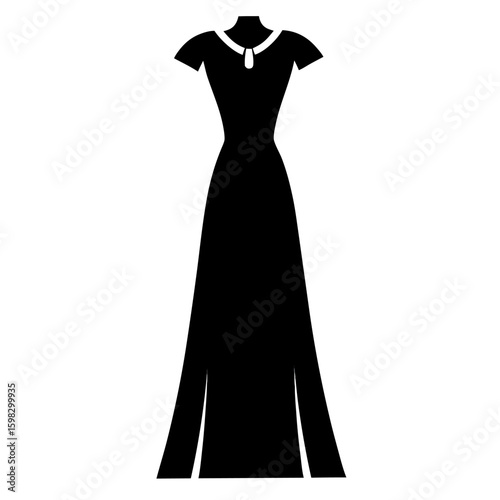 Elegant black silhouette of a flowing maxi dress