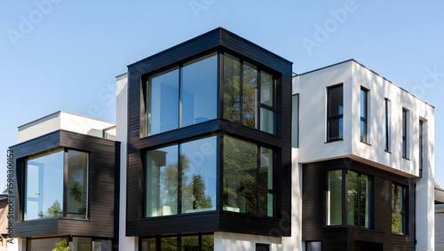 Wallpaper Mural Modern cube house with black window frames and geometric design Torontodigital.ca