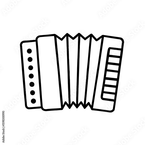 Accordion Icon Representing Folk and Pop Music Melody (Outline)