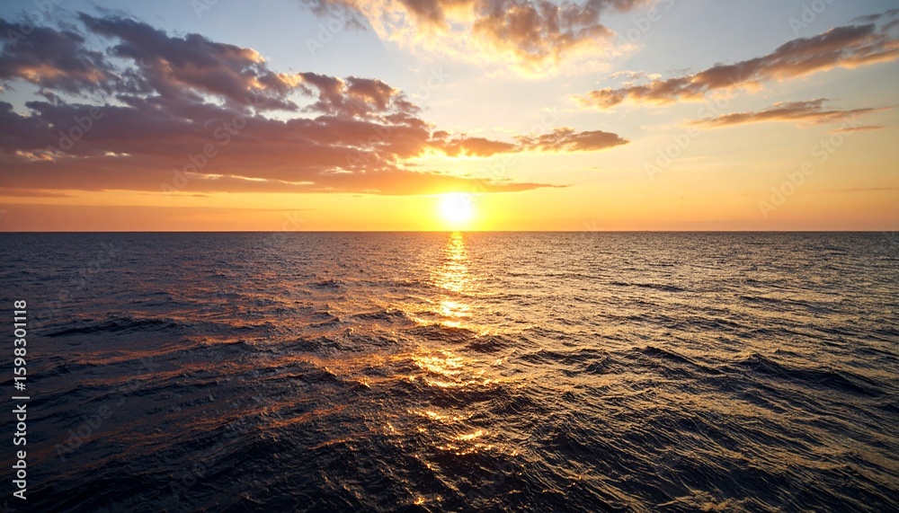 Fototapeta premium Atardecer sereno sobre un océano en calma