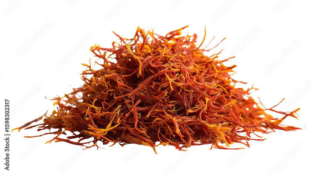 Naklejka premium Saffron Threads in a Pile on Transparent Background