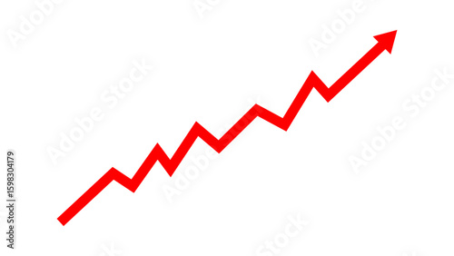 Red arrow graph financial loss increase concept, red arrow inflation grow up, business loss increase. Vector illustration.