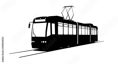 Tram city vehicle silhouette vector illustration isolated on a white background
