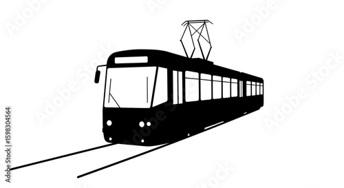 Tram city vehicle silhouette vector illustration isolated on a white background
