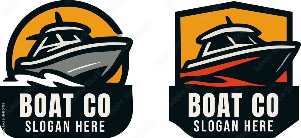 Naklejka premium Stylish Boat Company Logo with Dynamic Design.