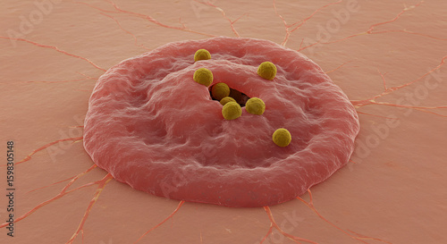 Cutaneous lesion caused by anthrax spores