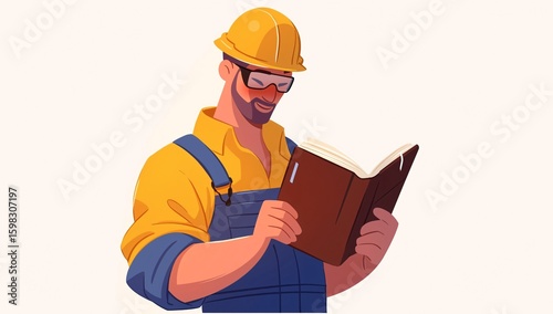 Construction manager on site reading blueprint