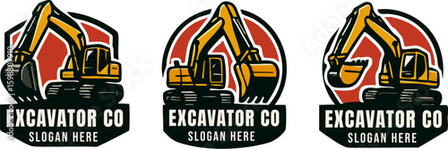 Yellow and Black Excavator Construction Company Logo Design.