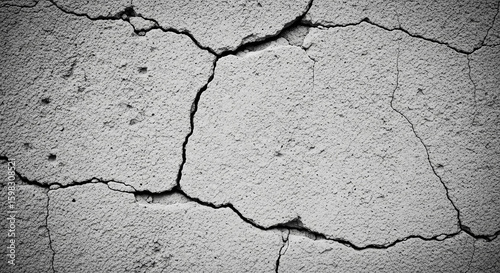 Grungy cracked concrete wall texture background in black and white with vignette.
