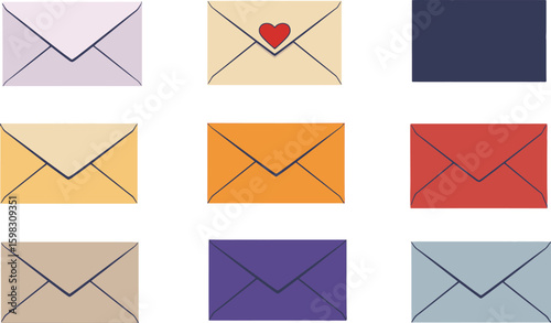 Vector art of a colorful array of envelopes, each ready to carry your heartfelt messages across the miles