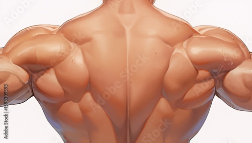 Muscular Male Back View