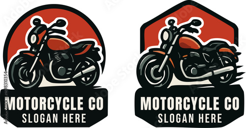 Vintage Motorcycle Logo with Red Emblem and Text.
