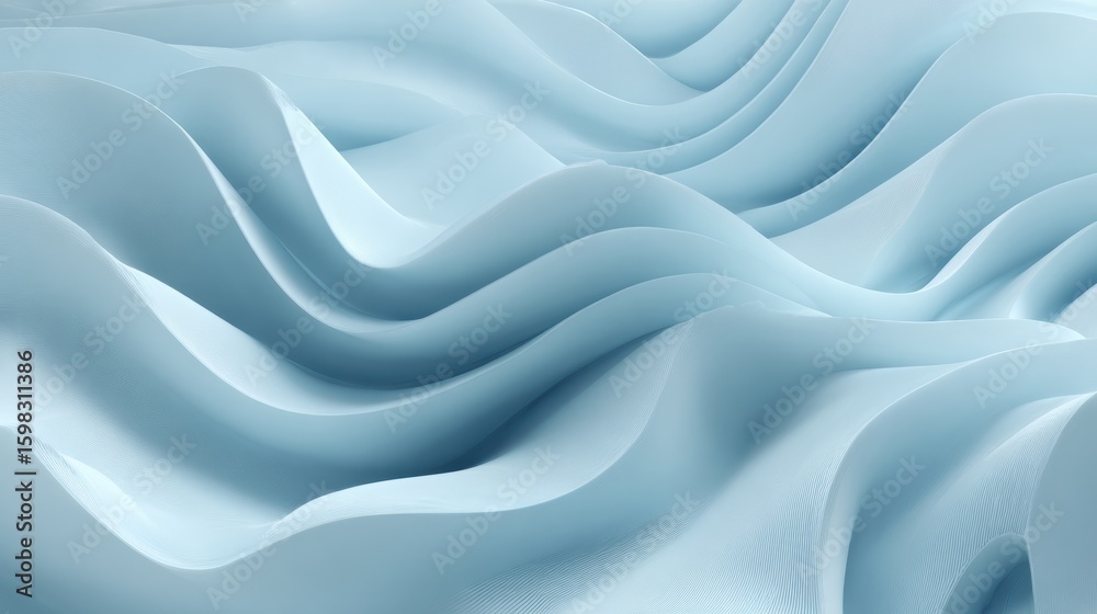 Obraz premium Abstract waves in soft blue tones create a serene and calming visual for design and artistic projects.