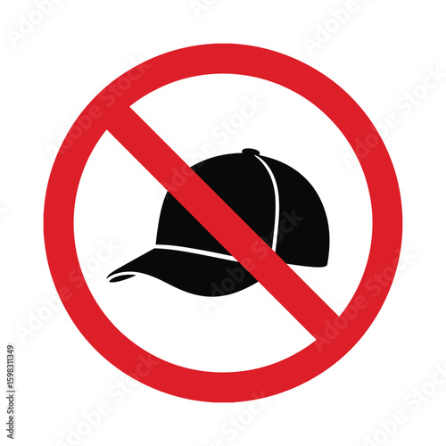 No Hats Allowed Prohibition Sign: Simple Design with Red Circle
