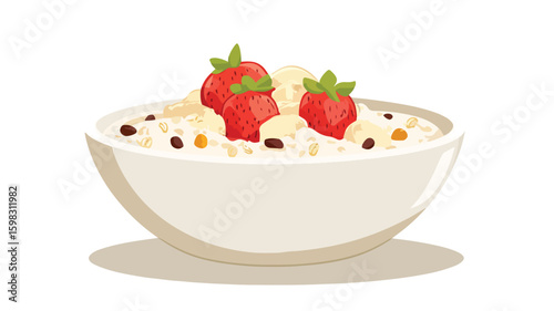 Nutritious Oatmeal Breakfast Bowl Vector Illustration for Healthy Eating Concepts