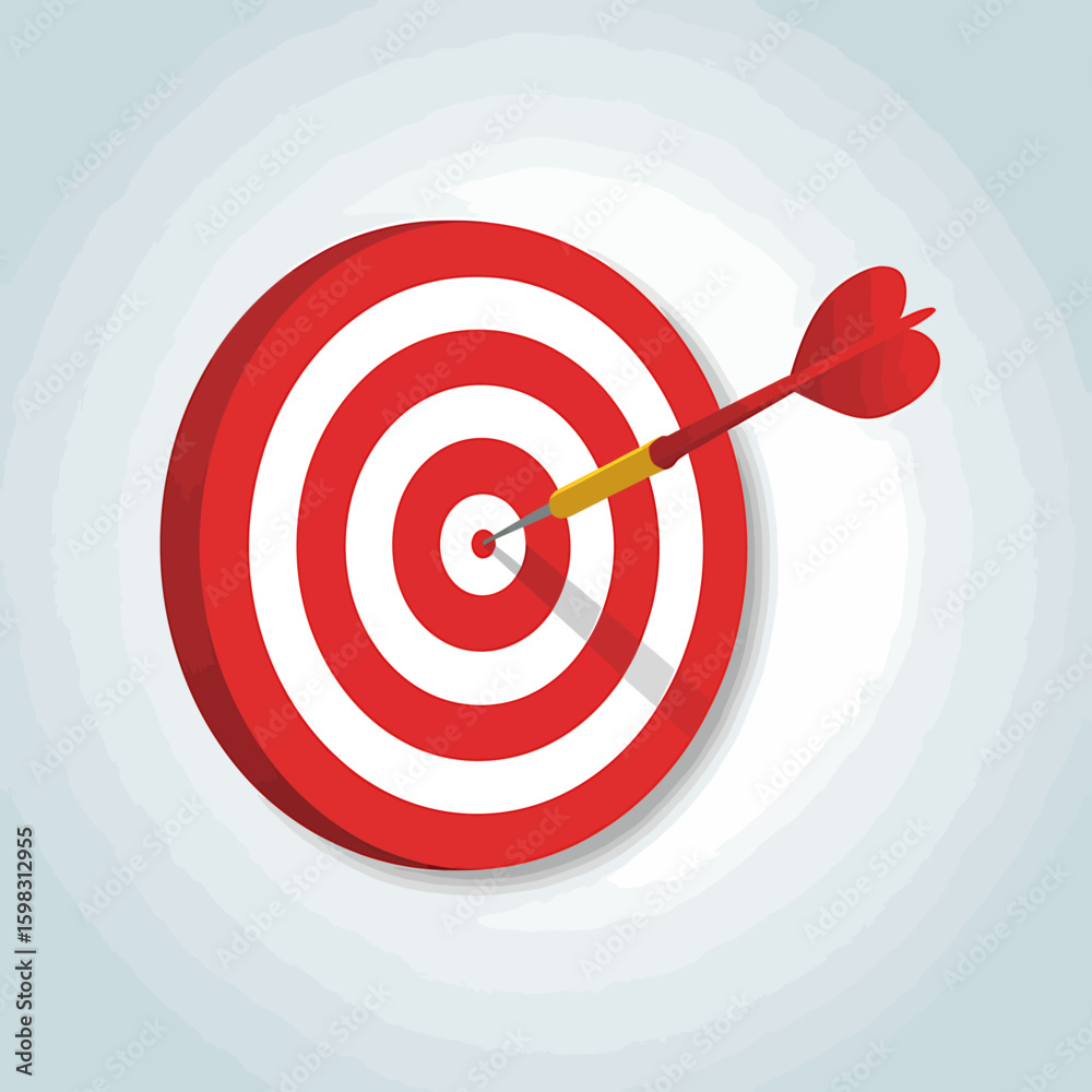 Red Dart Hitting the Bullseye on a Target Board Illustration Achieving Goals and Success with Strategic Aim Red Dart Hitting the Bullseye on a Target Board Illustration Achieving Goals and Success with Strategic Aim