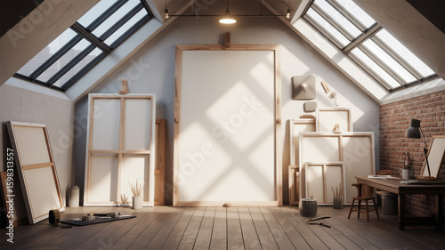 Artistic 3D Loft with Natural Light and Creative Tools