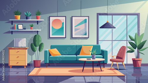 Minimalist modern living room interior background, living room mock up in scandinavian style, empty wall mockup, 3d rendering
