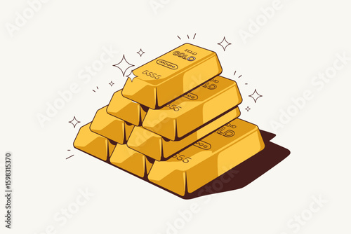 Pile of Gold Bars Isometric Vector Illustration Depicting Wealth and Prosperity for Finance Investment Concepts