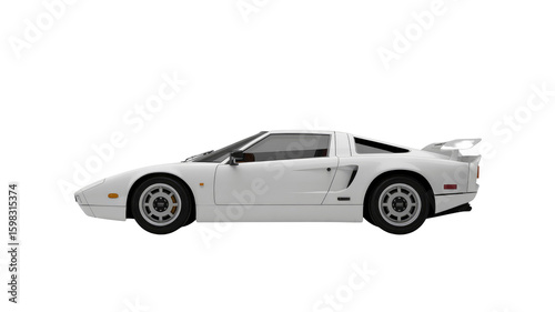 Sleek White Sports Car Profile - Side View of Classic Coupe