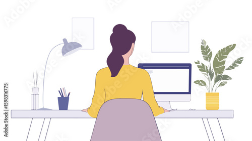 Efficient Businesswoman Working Productively at Office Desk