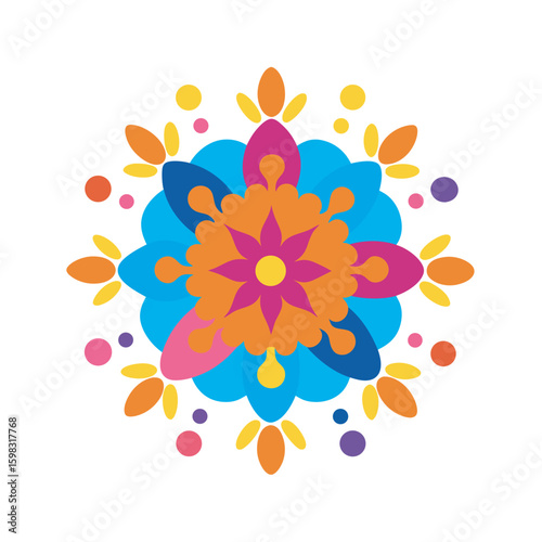 Holi Festival Rangoli Mandala With Colors Illustration