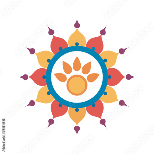 Guru Purnima Mandala With Sacred Symbols Illustration