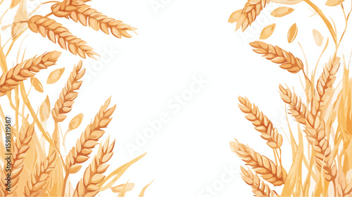 Rustic Wheat Oat Frame Doodle Vector with Freehand Elements
