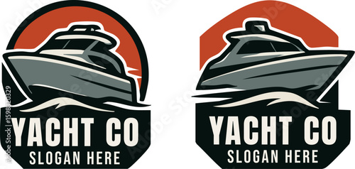 Modern Yacht Logo Design with Water Waves and Company Name.