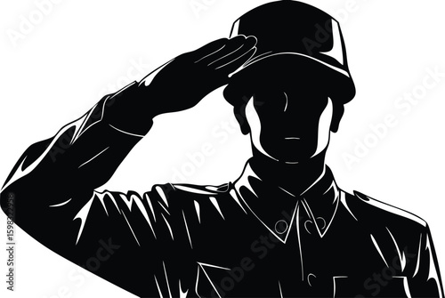 Silhouette of a soldier saluting in uniform honoring service and sacrifice