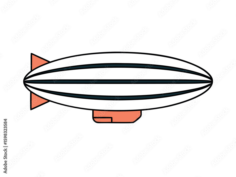 Fototapeta premium Airship Icon Vintage Floating Airship Side View Illustration for Transportation and Adventure