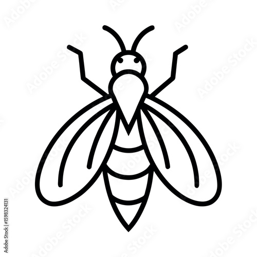 Firefly Outline Vector Icon | Glowing Insect Illustration | Night Nature Bug Light Design