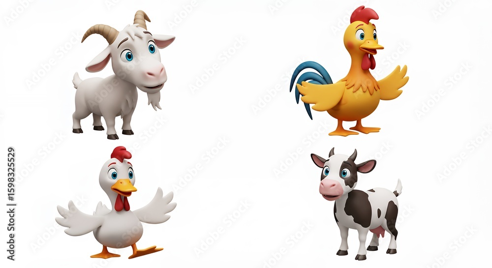 Naklejka premium Cartoon farm animals