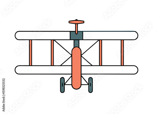 Classic Biplane Vector Illustration with Dual Wings a Vintage Aviation Design