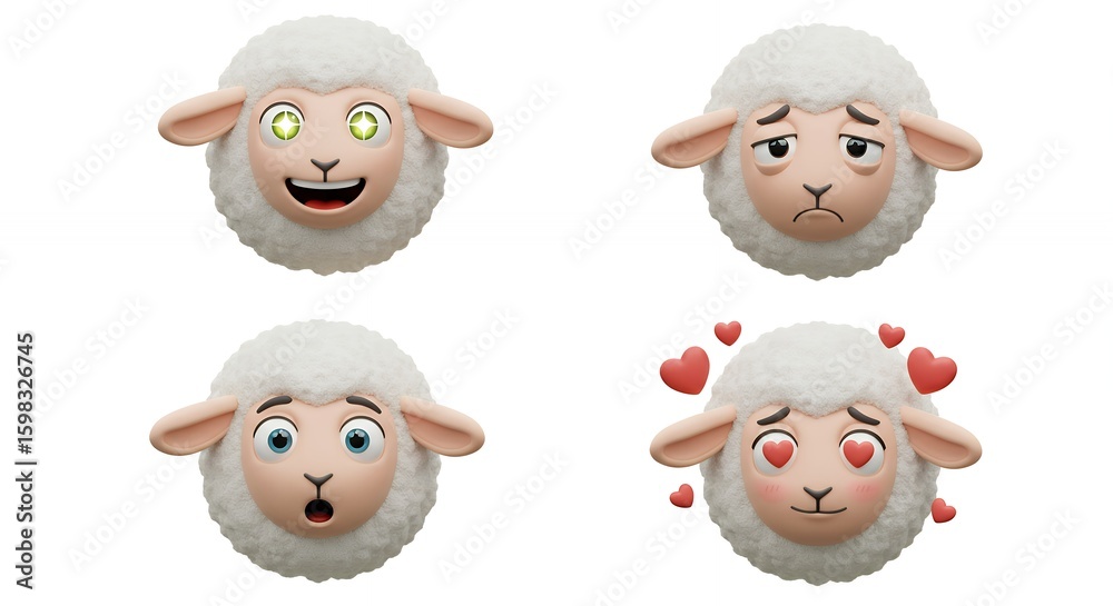 Obraz premium Sheep heads with different expressions