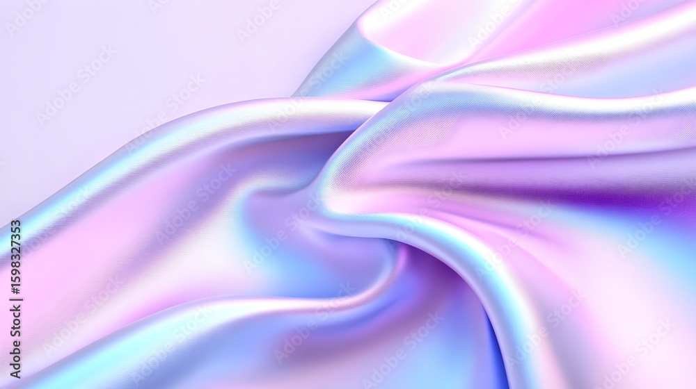 Obraz premium Captivating abstract image featuring a dynamic shimmering holographic foil with a vibrant rainbow gradient that creates a futuristic ethereal and visually stunning effect