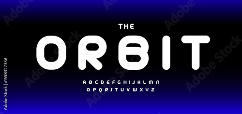 Futuristic rounded alphabet logo font techno soft geometric letters for space sci-fi, childish education science, digital UI, modern posters headline, logo, tech branding. Vector typeset