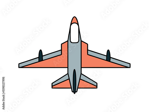 Fighter Jet Outline Design with Wings Vector Illustration for Graphic Projects
