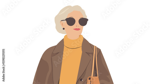 Elegant Senior Woman in Contemporary Outfit and Accessories