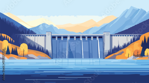 Sunny Hydroelectric Dam in Mountainous Landscape