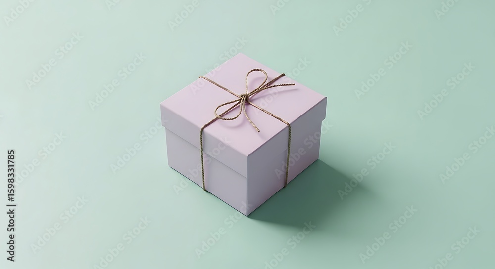 Fototapeta premium Simple Elegant Gift Box on Mint Green Background.