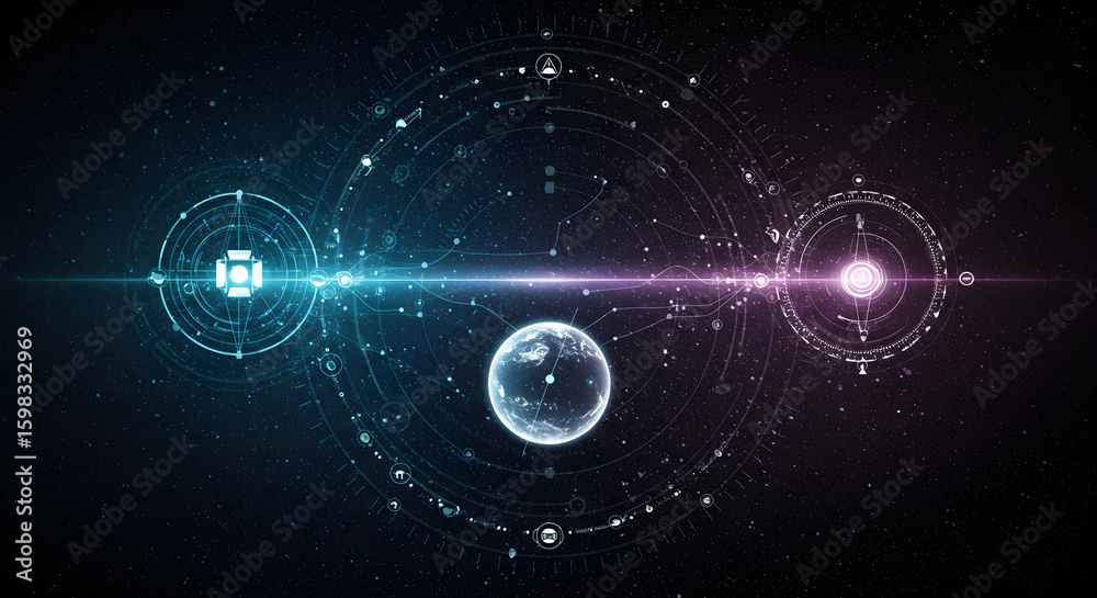 Obraz premium abstract blue background with glowing circles