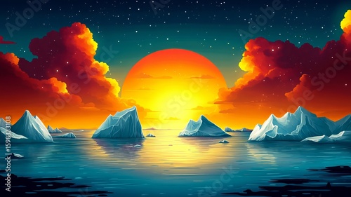 AnarcticIceberg Illustration Watercolour Drawing