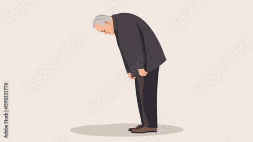 Professional Vector Illustration of Frail Adult Standing Depressed Speaking