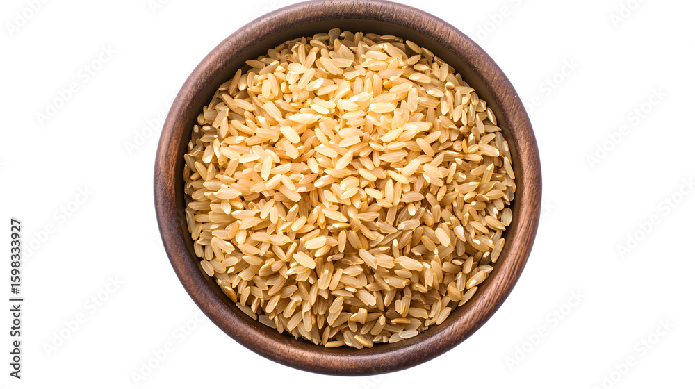 Freshly Cooked Bowl of Boiled Rice on White Background, Top View Freshly Cooked Bowl of Boiled Rice on White Background, Top View
