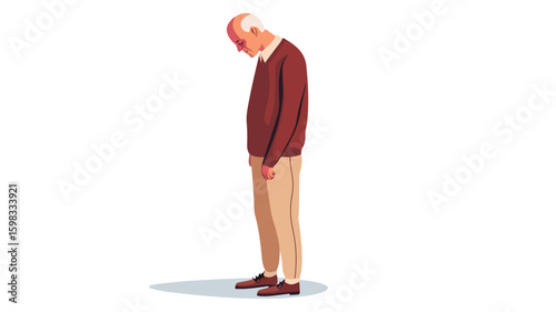 Professional Vector Illustration of Frail Adult Standing Depressed Speaking