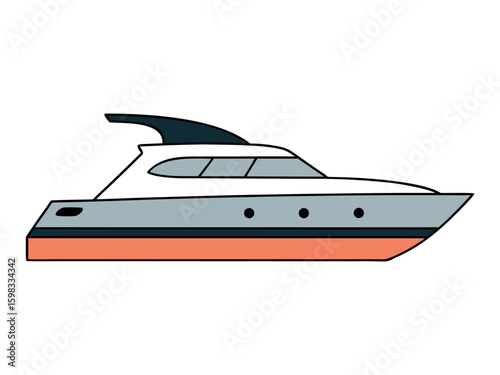Luxury Yacht Outline Sketch Elegant Boat Design for Nautical Themes
