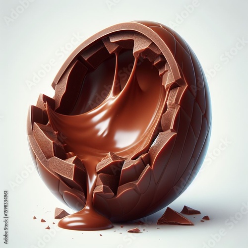 Chocolate easter egg with chocolate splashes
